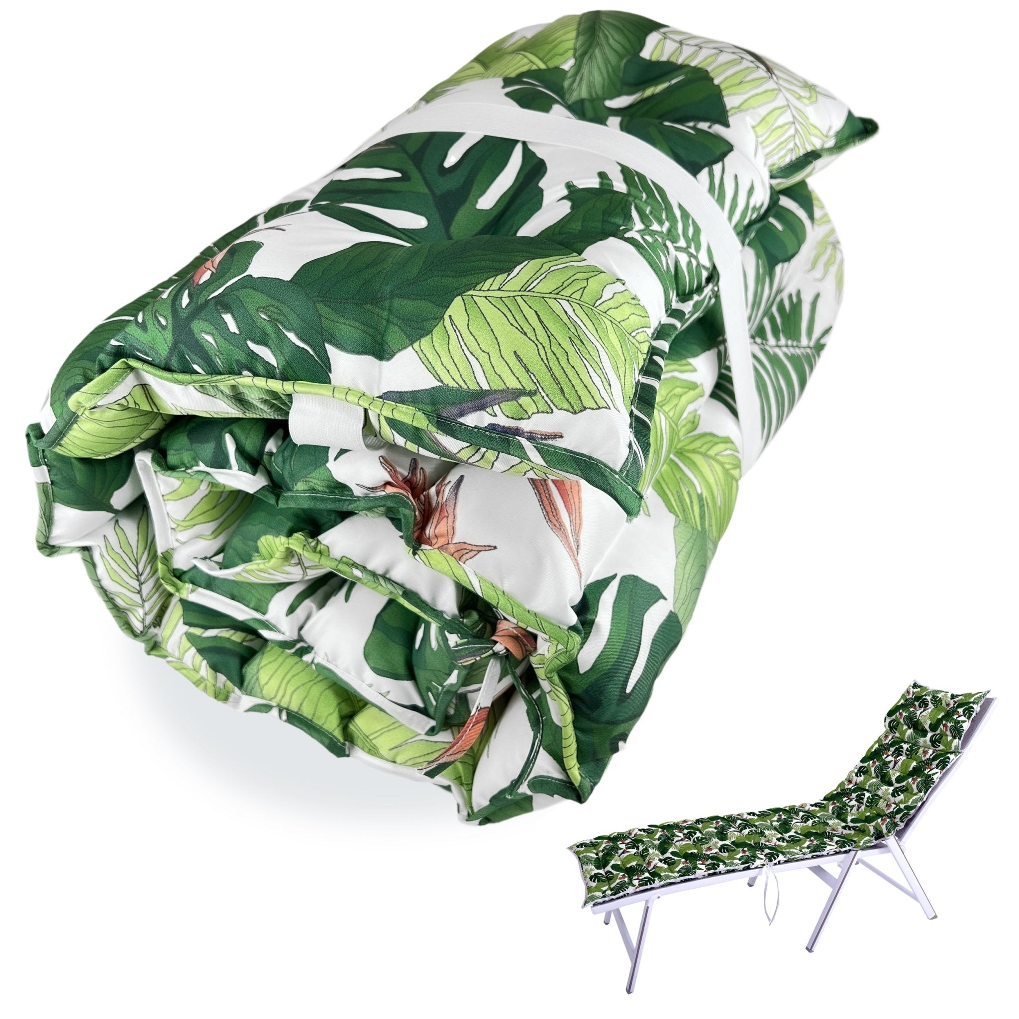 Imagen de Cojín para tumbona Cojín Para Tumbona Estampado, Hoja Tropical en Blanco en color de Meishida